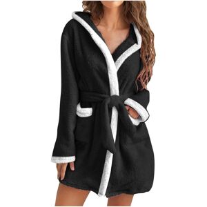 Unbranded (XL, 002* Black) Womens Fuzzy Robes Hooded Short Robe Fall Winte Mid Length Bath Unbranded (XL, 002* Black) Womens Fuzzy Robes Hooded Short Robe Fall Winte Mid Length Bath