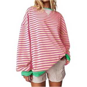 Unbranded (M, 006* Pink) Womens Tops Clearance Women's Oversized Sweatshirts Striped Pullo Unbranded (M, 006* Pink) Womens Tops Clearance Women's Oversized Sweatshirts Striped Pullo