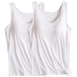 Unbranded (XXL, 001* White) Vest Tops Women UK 2PCS Womens Tank Tops with Built in Bras 20 Unbranded (XXL, 001* White) Vest Tops Women UK 2PCS Womens Tank Tops with Built in Bras 20