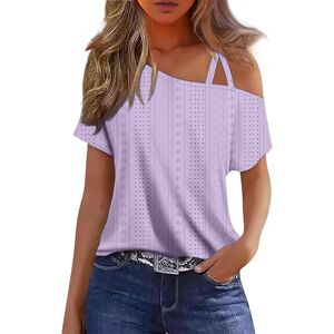 Unbranded (S, 001* Purple) Ladies Summer Tops Women's Solid Color Short Sleeved Off Should Unbranded (S, 001* Purple) Ladies Summer Tops Women's Solid Color Short Sleeved Off Should