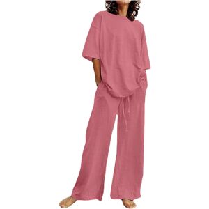 Unbranded (3XL, 002* Pink) Summer Outfits for Women 2 Piece Cotton Linen Set Boyfriend Ove Unbranded (3XL, 002* Pink) Summer Outfits for Women 2 Piece Cotton Linen Set Boyfriend Ove