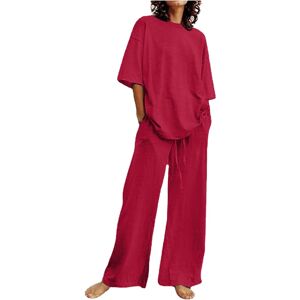 Unbranded (4XL, 002* Red) Summer Outfits for Women 2 Piece Cotton Linen Set Boyfriend Over Unbranded (4XL, 002* Red) Summer Outfits for Women 2 Piece Cotton Linen Set Boyfriend Over