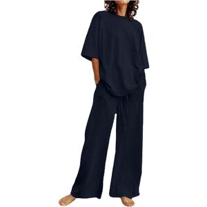 Unbranded (5XL, 002* Navy) Summer Outfits for Women 2 Piece Cotton Linen Set Boyfriend Ove Unbranded (5XL, 002* Navy) Summer Outfits for Women 2 Piece Cotton Linen Set Boyfriend Ove