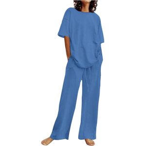 Unbranded (5XL, 005* Blue) Summer Outfits for Women 2 Piece Cotton Linen Set Boyfriend Ove Unbranded (5XL, 005* Blue) Summer Outfits for Women 2 Piece Cotton Linen Set Boyfriend Ove