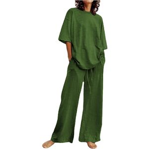 Unbranded (L, 003* Green) Summer Outfits for Women 2 Piece Cotton Linen Set Boyfriend Over Unbranded (L, 003* Green) Summer Outfits for Women 2 Piece Cotton Linen Set Boyfriend Over