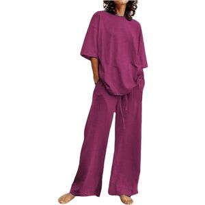 Unbranded (M, 003* Purple) Summer Outfits for Women 2 Piece Cotton Linen Set Boyfriend Ove Unbranded (M, 003* Purple) Summer Outfits for Women 2 Piece Cotton Linen Set Boyfriend Ove