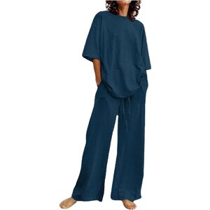 Unbranded (S, 003* Dark Blue) Summer Outfits for Women 2 Piece Cotton Linen Set Boyfriend Unbranded (S, 003* Dark Blue) Summer Outfits for Women 2 Piece Cotton Linen Set Boyfriend