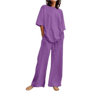 Unbranded (XXL, 002* Purple) Summer Outfits for Women 2 Piece Cotton Linen Set Boyfriend O Unbranded (XXL, 002* Purple) Summer Outfits for Women 2 Piece Cotton Linen Set Boyfriend O