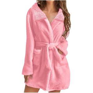 Unbranded (3XL, 01* Pink) Womens Fuzzy Robes Lapel Short Robe Fleece Mid Length Bathrobe B Unbranded (3XL, 01* Pink) Womens Fuzzy Robes Lapel Short Robe Fleece Mid Length Bathrobe B