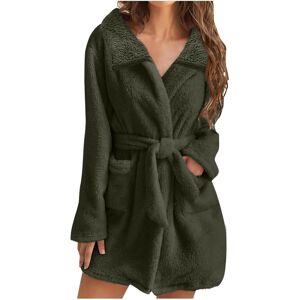 Unbranded (L, 01* Army Green) Womens Fuzzy Robes Lapel Short Robe Fleece Mid Length Bathro Unbranded (L, 01* Army Green) Womens Fuzzy Robes Lapel Short Robe Fleece Mid Length Bathro