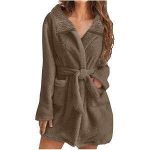 Unbranded (S, 01* Coffee) Womens Fuzzy Robes Lapel Short Robe Fleece Mid Length Bathrobe B Unbranded (S, 01* Coffee) Womens Fuzzy Robes Lapel Short Robe Fleece Mid Length Bathrobe B