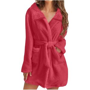 Unbranded (3XL, 01* Red) Womens Fuzzy Robes Lapel Short Robe Fleece Mid Length Bathrobe Be Unbranded (3XL, 01* Red) Womens Fuzzy Robes Lapel Short Robe Fleece Mid Length Bathrobe Be