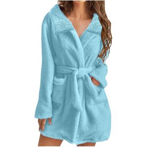 Unbranded (XL, 01* Light Blue) Womens Fuzzy Robes Lapel Short Robe Fleece Mid Length Bathr Unbranded (XL, 01* Light Blue) Womens Fuzzy Robes Lapel Short Robe Fleece Mid Length Bathr