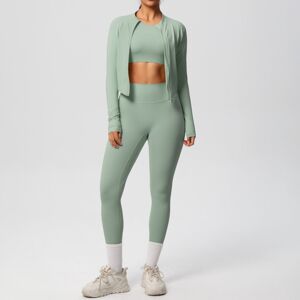 Unbranded (Three-piece set-basil green, S) Solid color brushed breathable tight-fitting fi Unbranded (Three-piece set-basil green, S) Solid color brushed breathable tight-fitting fi