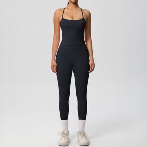 Unbranded (Suit - black, S) Solid color nude double-sided brushed back tight sports yoga c Unbranded (Suit - black, S) Solid color nude double-sided brushed back tight sports yoga c