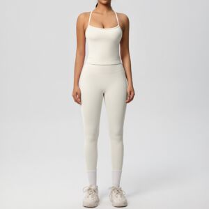 Unbranded (Set-Light Ivory, M) Solid color nude double-sided brushed back tight sports yog Unbranded (Set-Light Ivory, M) Solid color nude double-sided brushed back tight sports yog