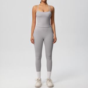 Unbranded (Suit-frost gray, S) Solid color nude double-sided brushed back tight sports yog Unbranded (Suit-frost gray, S) Solid color nude double-sided brushed back tight sports yog