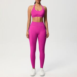 Unbranded (Suit-Dragon Fruit Color, XL) Seamless solid color beautiful back halter sports Unbranded (Suit-Dragon Fruit Color, XL) Seamless solid color beautiful back halter sports