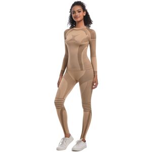 Unbranded (Suit-brown, S) Seamless knitted tight-fitting high-elastic long ski suit suit s Unbranded (Suit-brown, S) Seamless knitted tight-fitting high-elastic long ski suit suit s