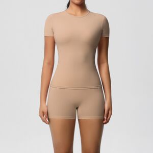 Unbranded (Suit-medium khaki, M) Double-sided brushed solid color tight-fitting high-elast Unbranded (Suit-medium khaki, M) Double-sided brushed solid color tight-fitting high-elast