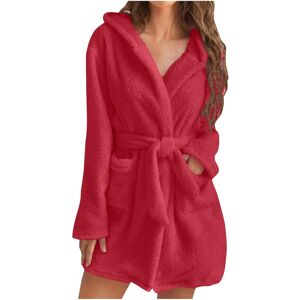 Unbranded (XXL, 003* Red) Womens Fuzzy Robes Hooded Short Robe Fall Winte Mid Length Bathr Unbranded (XXL, 003* Red) Womens Fuzzy Robes Hooded Short Robe Fall Winte Mid Length Bathr