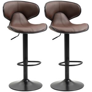 Homcom (Brown) Set of 2 Bar stools with Footrest and Backrest Steel Frame Gas Lift Homcom (Brown) Set of 2 Bar stools with Footrest and Backrest Steel Frame Gas Lift