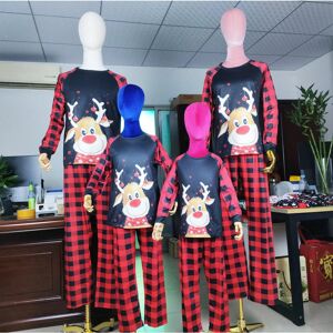 Gaatpot (black, Dad 4XL) 2025 long-sleeved Christmas elk pajamas set parent-child home w Gaatpot (black, Dad 4XL) 2025 long-sleeved Christmas elk pajamas set parent-child home w