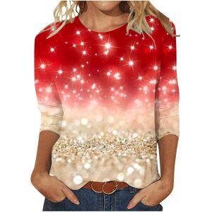 Unbranded (12, 010* Red) Womens Tops 3/4 Sleeve Shirts Round Neck Dressy Casual Blouses Gl Unbranded (12, 010* Red) Womens Tops 3/4 Sleeve Shirts Round Neck Dressy Casual Blouses Gl