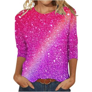 Unbranded (20, 008* Hot Pink) Womens Tops 3/4 Sleeve Shirts Round Neck Dressy Casual Blous Unbranded (20, 008* Hot Pink) Womens Tops 3/4 Sleeve Shirts Round Neck Dressy Casual Blous