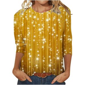 Unbranded (22, 039* Yellow) Womens Tops 3/4 Sleeve Shirts Round Neck Dressy Casual Blouses Unbranded (22, 039* Yellow) Womens Tops 3/4 Sleeve Shirts Round Neck Dressy Casual Blouses