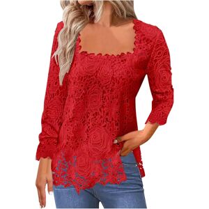 Unbranded (S, 001* Red) Blouses for Women Clearance Women's Casual Lace Shirts Solid Color Unbranded (S, 001* Red) Blouses for Women Clearance Women's Casual Lace Shirts Solid Color