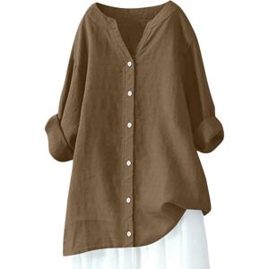 Unbranded (20, 007* Brown) Womens Button Down Shirts Cotton Linen Casual Long Sleeve Tops Unbranded (20, 007* Brown) Womens Button Down Shirts Cotton Linen Casual Long Sleeve Tops