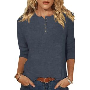 Unbranded (18, 001* Dark Blue) Womens Tops Fall 3/4 Sleeve Shirts for Women Creweck Button Unbranded (18, 001* Dark Blue) Womens Tops Fall 3/4 Sleeve Shirts for Women Creweck Button