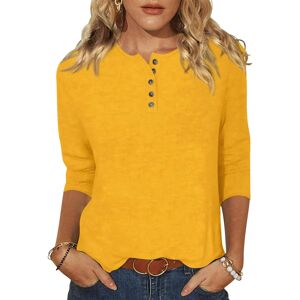 Unbranded (18, 002* Yellow) Womens Tops Fall 3/4 Sleeve Shirts for Women Creweck Button Do Unbranded (18, 002* Yellow) Womens Tops Fall 3/4 Sleeve Shirts for Women Creweck Button Do