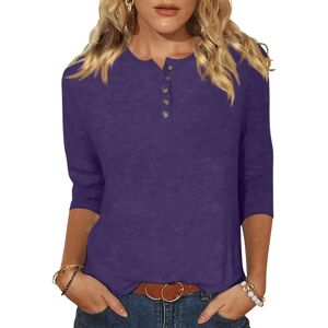 Unbranded (8, 002* Purple) Womens Tops Fall 3/4 Sleeve Shirts for Women Creweck Button Dow Unbranded (8, 002* Purple) Womens Tops Fall 3/4 Sleeve Shirts for Women Creweck Button Dow