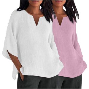 Unbranded (20, 023* White) 2PCS Womens Tops 3/4 Sleeve Shirts Casual V Neck Cotton Linen T Unbranded (20, 023* White) 2PCS Womens Tops 3/4 Sleeve Shirts Casual V Neck Cotton Linen T