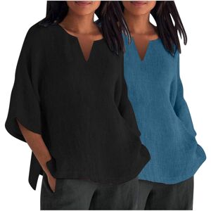 Unbranded (8, 020* Black) 2PCS Womens Tops 3/4 Sleeve Shirts Casual V Neck Cotton Linen T Unbranded (8, 020* Black) 2PCS Womens Tops 3/4 Sleeve Shirts Casual V Neck Cotton Linen T