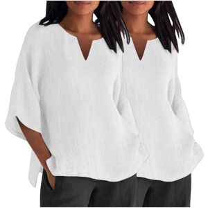 Unbranded (8, 011* White) 2PCS Womens Tops 3/4 Sleeve Shirts Casual V Neck Cotton Linen T Unbranded (8, 011* White) 2PCS Womens Tops 3/4 Sleeve Shirts Casual V Neck Cotton Linen T