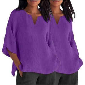 Unbranded (20, 011* Purple) 2PCS Womens Tops 3/4 Sleeve Shirts Casual V Neck Cotton Linen Unbranded (20, 011* Purple) 2PCS Womens Tops 3/4 Sleeve Shirts Casual V Neck Cotton Linen