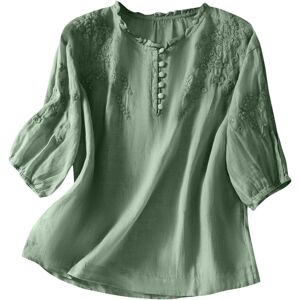 Unbranded (M, 001 Army Green) Cotton Linen Shirts for Women Trendy Summer Tops Embroidered Unbranded (M, 001 Army Green) Cotton Linen Shirts for Women Trendy Summer Tops Embroidered