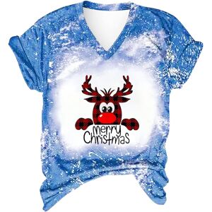 Unbranded (M, 002* Blue) Christmas Women's Tops - V-Neck Short Sleeve T-Shirts with Xmas T Unbranded (M, 002* Blue) Christmas Women's Tops - V-Neck Short Sleeve T-Shirts with Xmas T