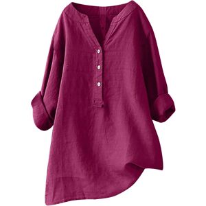 Unbranded (12, 002* Hot Pink) Ladies Tops Casual Button Down Cotton Linen Shirts Fall V Ne Unbranded (12, 002* Hot Pink) Ladies Tops Casual Button Down Cotton Linen Shirts Fall V Ne