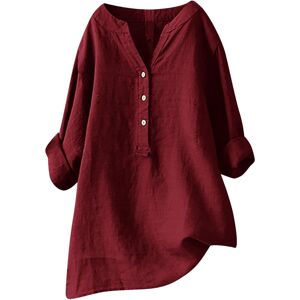 Unbranded (18, 006* Wine) Ladies Tops Casual Button Down Cotton Linen Shirts Fall V Neck R Unbranded (18, 006* Wine) Ladies Tops Casual Button Down Cotton Linen Shirts Fall V Neck R