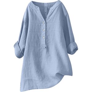Unbranded (20, 003* Blue) Ladies Tops Casual Button Down Cotton Linen Shirts Fall V Neck R Unbranded (20, 003* Blue) Ladies Tops Casual Button Down Cotton Linen Shirts Fall V Neck R