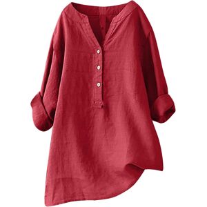 Unbranded (8, 002* Red) Ladies Tops Casual Button Down Cotton Linen Shirts Fall V Neck Rol Unbranded (8, 002* Red) Ladies Tops Casual Button Down Cotton Linen Shirts Fall V Neck Rol