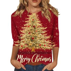 Unbranded (L, 008 Red) Christmas Shirts for Women Glitter Xmas Tree Print 3/4 Sleeve Tops Unbranded (L, 008 Red) Christmas Shirts for Women Glitter Xmas Tree Print 3/4 Sleeve Tops