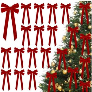 Unbranded (Red) 12-Pack Large Luxurious Velvet-Like PU Christmas Bows - 5"x10" (13x26cm)Ch Unbranded (Red) 12-Pack Large Luxurious Velvet-Like PU Christmas Bows - 5"x10" (13x26cm)Ch