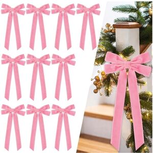 Unbranded (pink) 12-Pack Large Luxurious Velvet-Like PU Christmas Bows - 5"x10" (13x26cm)C Unbranded (pink) 12-Pack Large Luxurious Velvet-Like PU Christmas Bows - 5"x10" (13x26cm)C