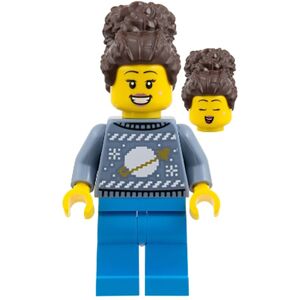 Lego City Women Mum in Sand Blue Christmas Holiday Sweater Minifigure from 60475 Lego City Women Mum in Sand Blue Christmas Holiday Sweater Minifigure from 60475