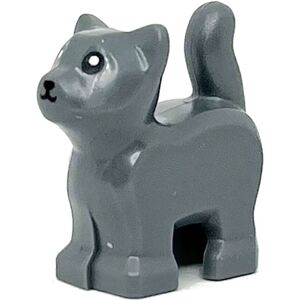 Lego Animal City Dark Grey Cat Kitten standing with Black nose and Eyes Minifigu Lego Animal City Dark Grey Cat Kitten standing with Black nose and Eyes Minifigu